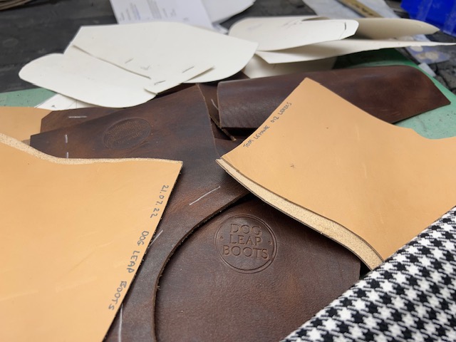 handmade boots process: clicked cut leather