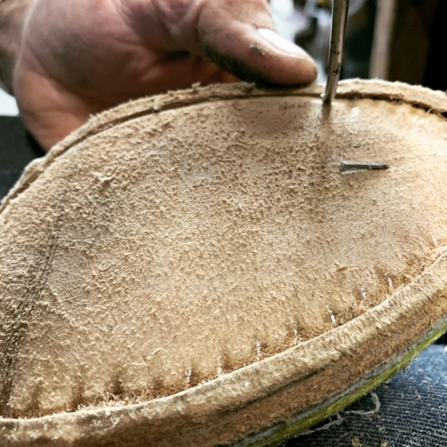 handmade boots process: hand lasting