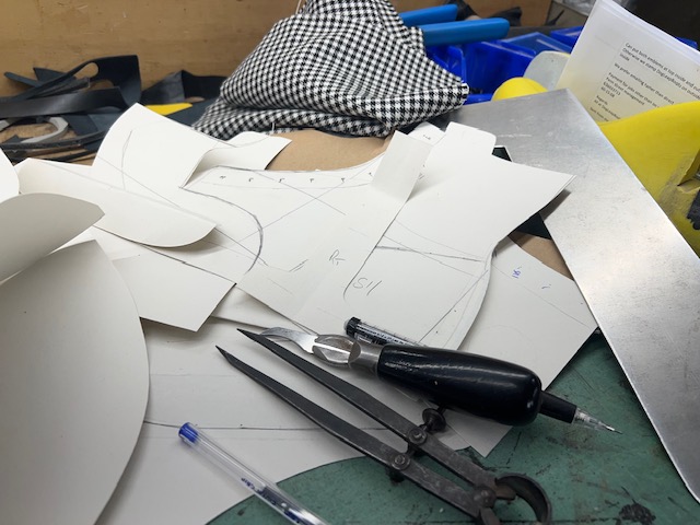 handmade boots process: paper pattern